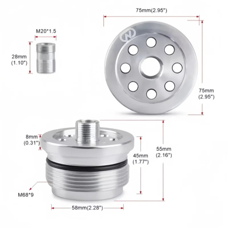 Billet Aluminum Oil Filter Sandwich Adapter for Smart Fortwo 450