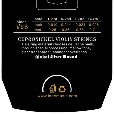Violin Strings EADG Nickel Silver Wound &ndash; Smooth Tone