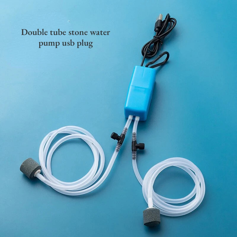 Mini Aquarium Air Pump Kit &ndash; Silent USB Powered, Compact Blue / usb