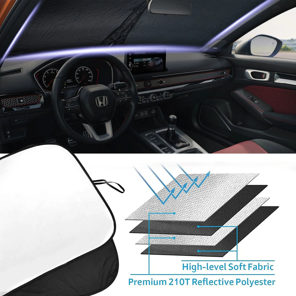 JYMAOYI Sunshade Cover for Honda Civic 2006-2011 - UV Protection &amp; Privacy Shield