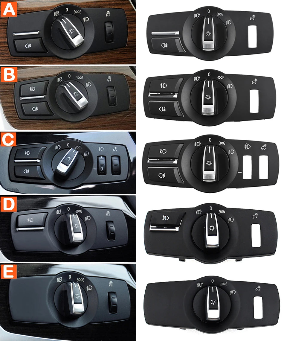 Front Lamp Rotary Switch Fog Light Button Cover Panel for BMW 5 Series PC and ABS