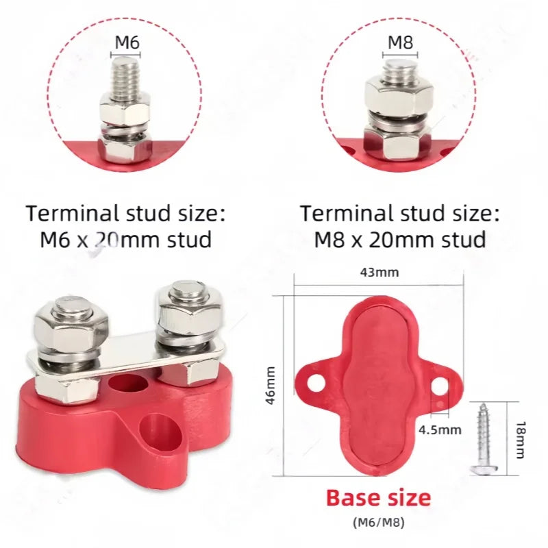 Bloc terminal dublu M6 M8 cu bară de alimentare DC 48V