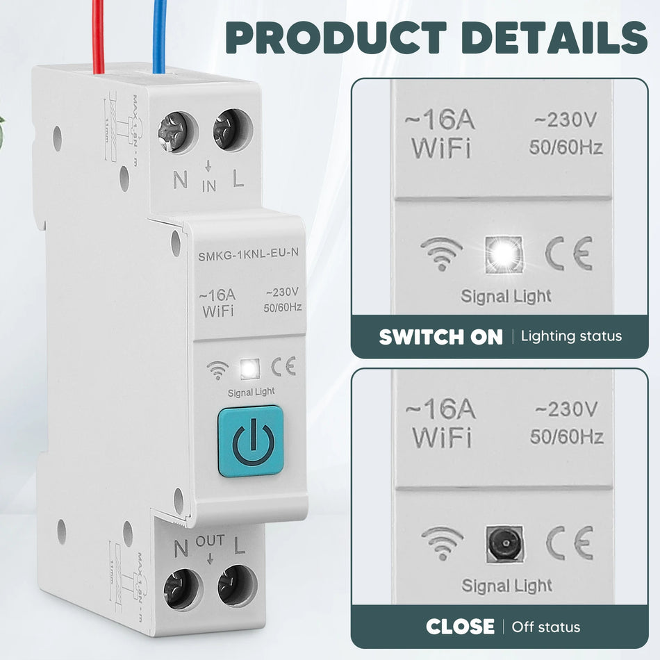 Έξυπνη Ζωή 1P DIN Rail WiFi Διακόπτης Για Έξυπνο Σπίτι TUYA App
