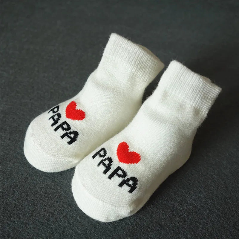 Cute Love MAMA PAPA Cotton Baby Socks