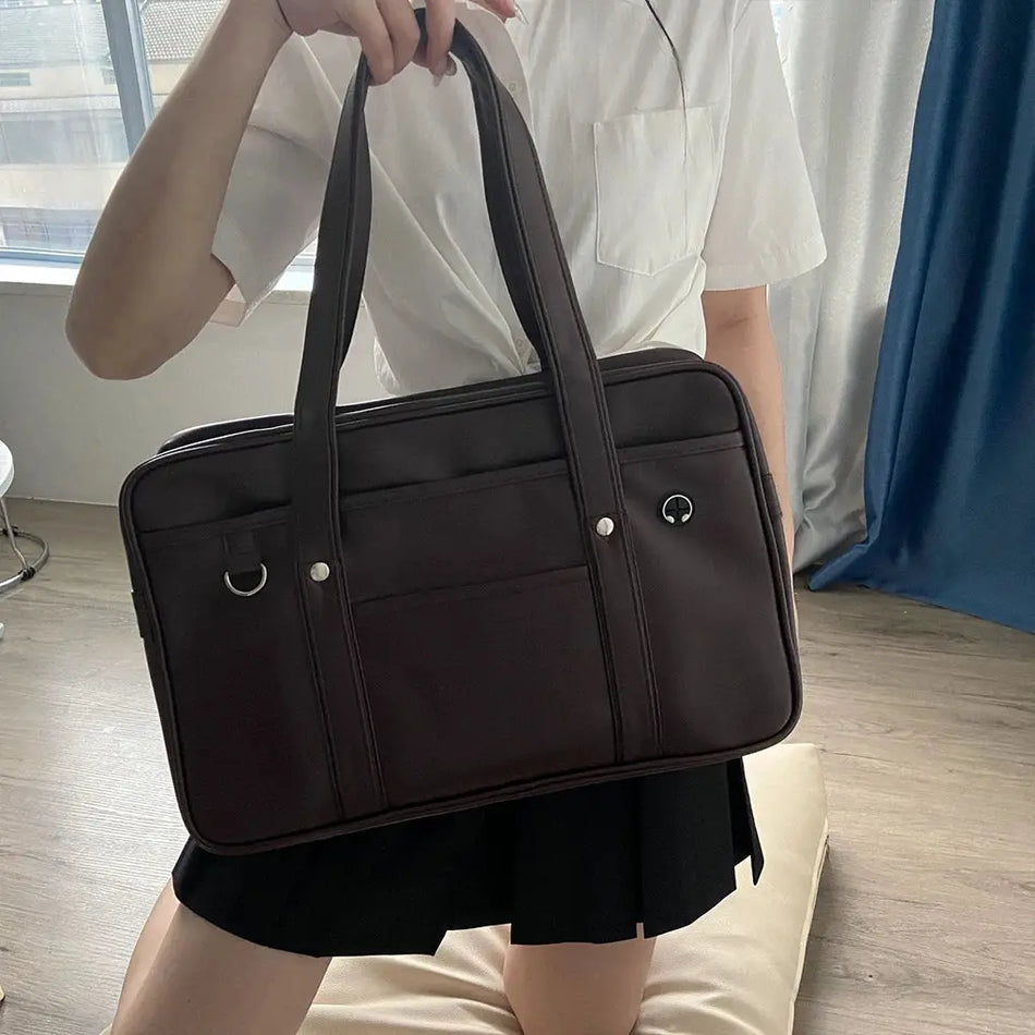 Japanese Two-dimensional Student JK Uniform Bag Girl PU Schoolbag Wear-resistant Waterproof One-shoulder Messenger Handbag Large by InterCyprus Trading Ltd