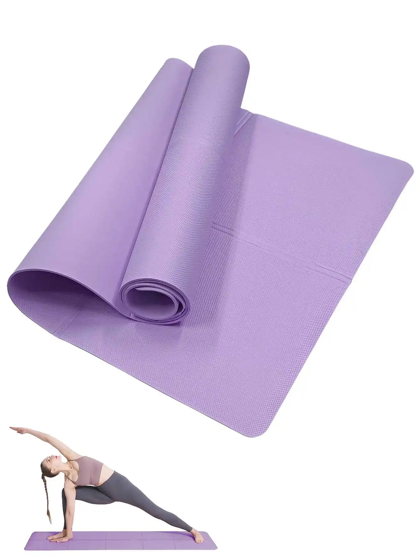 Non-Slip Yoga Mat for Women - 3/4/6mm Thick, Travel-Friendly, Home Gym Workout Purple / 4mm