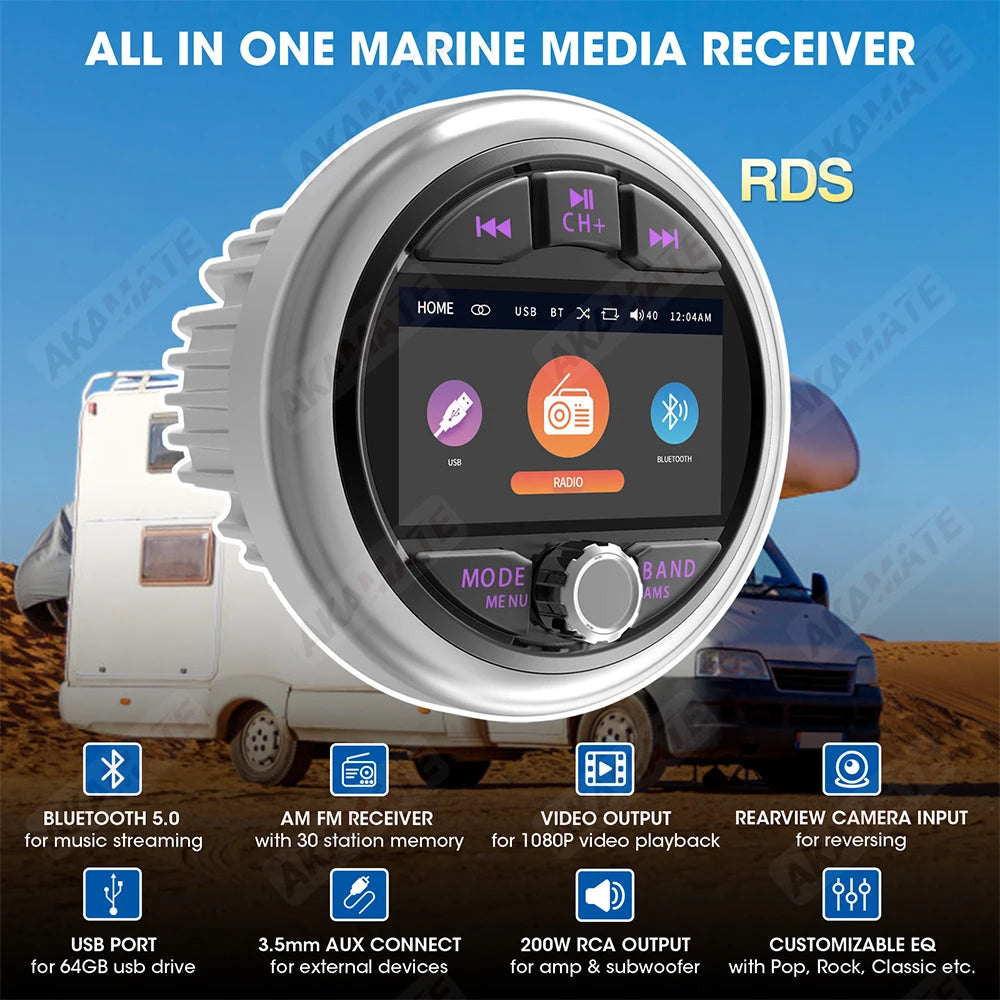 AKAMATE MS-50RV MP5 Marine Stereo &ndash; Bluetooth Video