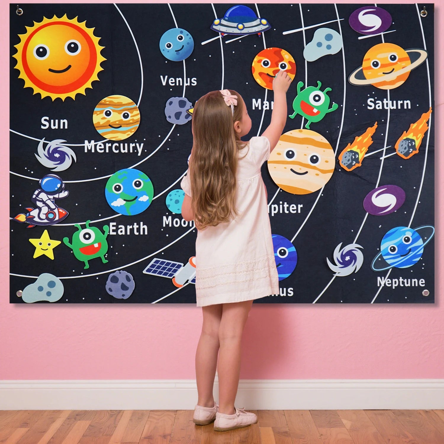 Montessori Space Educational Toy &ndash; Solar System Felt Board black