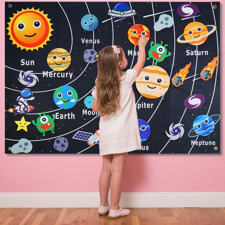 Montessori Space Educational Toy &ndash; Solar System Felt Board black