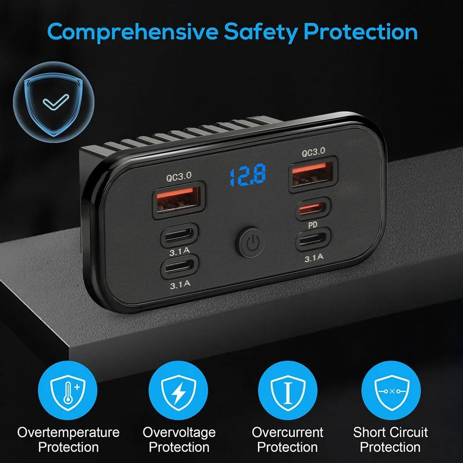 Panel de toma de carga rápida para coche QC3.0 PD3.0 con interruptor