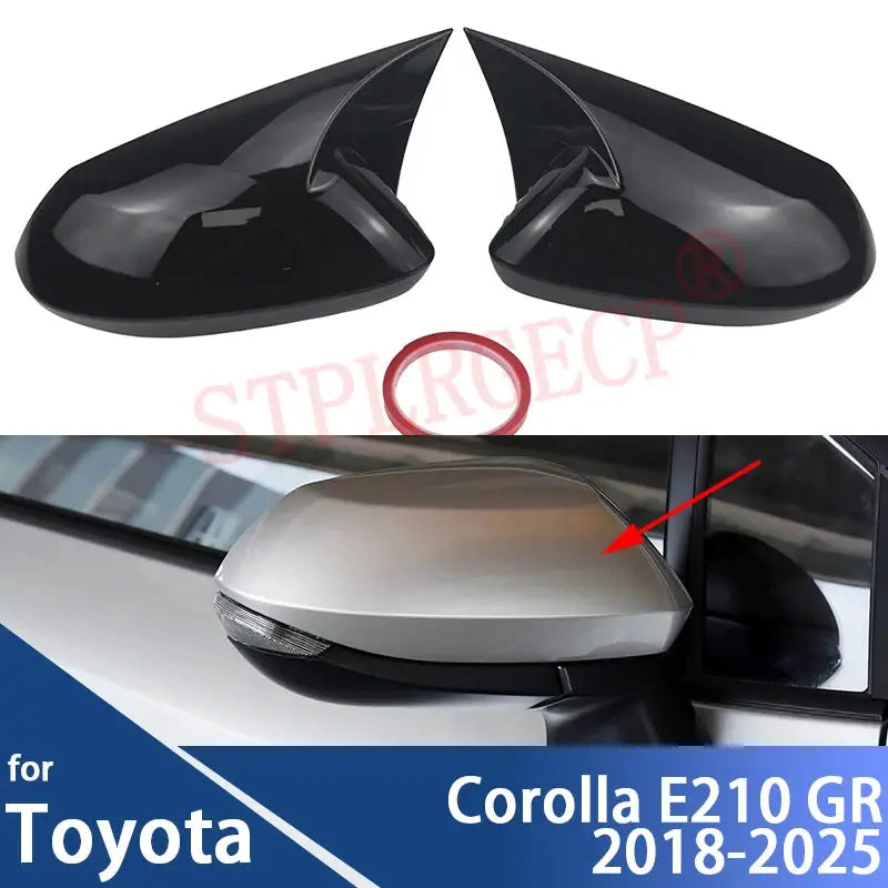 For Toyota Corolla E210 GR 2018-2023 2024 2025 Rearview Side Wing Mirror Cover Cap Glossy Black Add-on M Style Shell by InterCyprus Trading Ltd