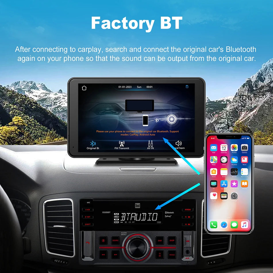 7 Inch Touch Screen CarPlay Android Auto Multimedia Speler met Bluetooth