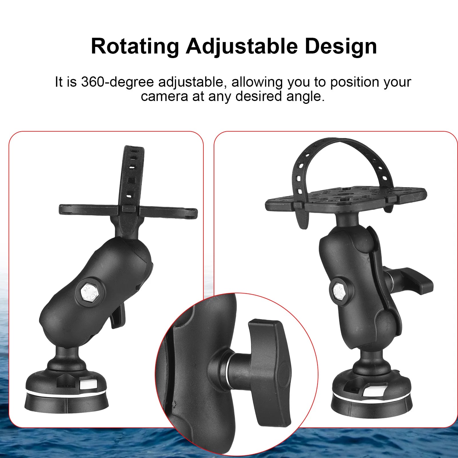 Weather Resistant 360&deg; Rotating Fish Finder Holder - Universal Mount for Boats &amp; Kayaks