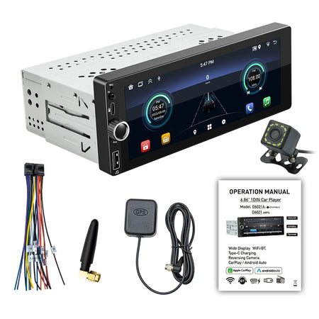 Car Stereo Single-Din GPS Navigation &ndash; Android 13 System with 6.86 Inch Touchscreen and Rear Camera Support Default Title