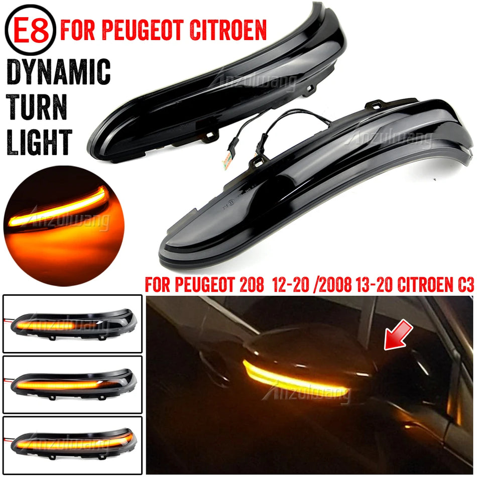 Luces de Parpadeo LED Dinámicas para Espejo Lateral Peugeot 208 Citroen C3 C4