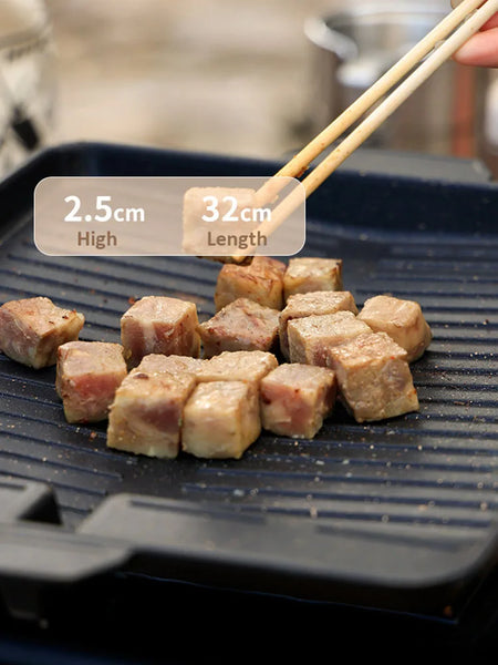 Portable Non-Stick BBQ Grill Pan 32x26cm for Korean Barbecue