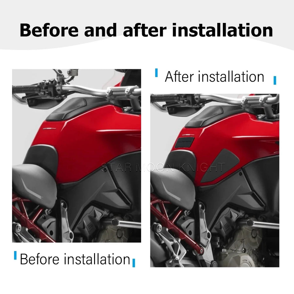 Протектори за страничен резервоар на Ducati Multistrada V4 S с гумена лепенка за коляно за сцепление и стил