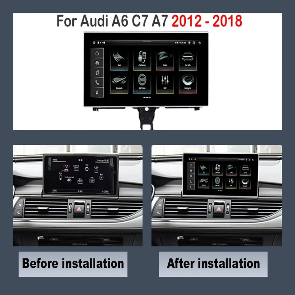 9-calowy odtwarzacz multimedialny Android 12 do samochodu dla Audi A6 C7 A7 2012-2018 z nawigacją GPS i bezprzewodowym Carplay
