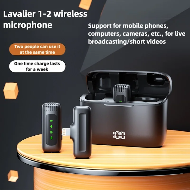 FIFAR Wireless Lavalier Microphone with Noise Reduction and Charging Box