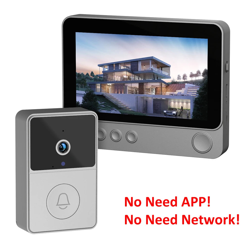 Doorbell Intercom Camera Wireless 4.3in IPS &ndash; Two Way Audio Doorbell 128G