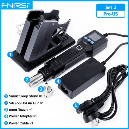 Fnirsi Sag 55 550W Hot Air Rework Station PID LCD Display SAG-55 Pro Set-US / 200-240V