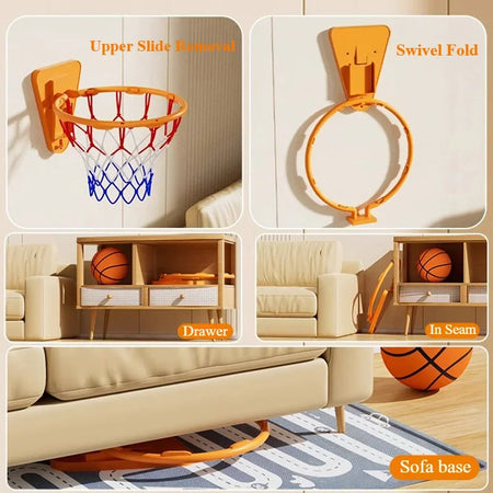Indoor Basketball Hoop &ndash; Wall Mounted Foldable &ndash; Mute Ball