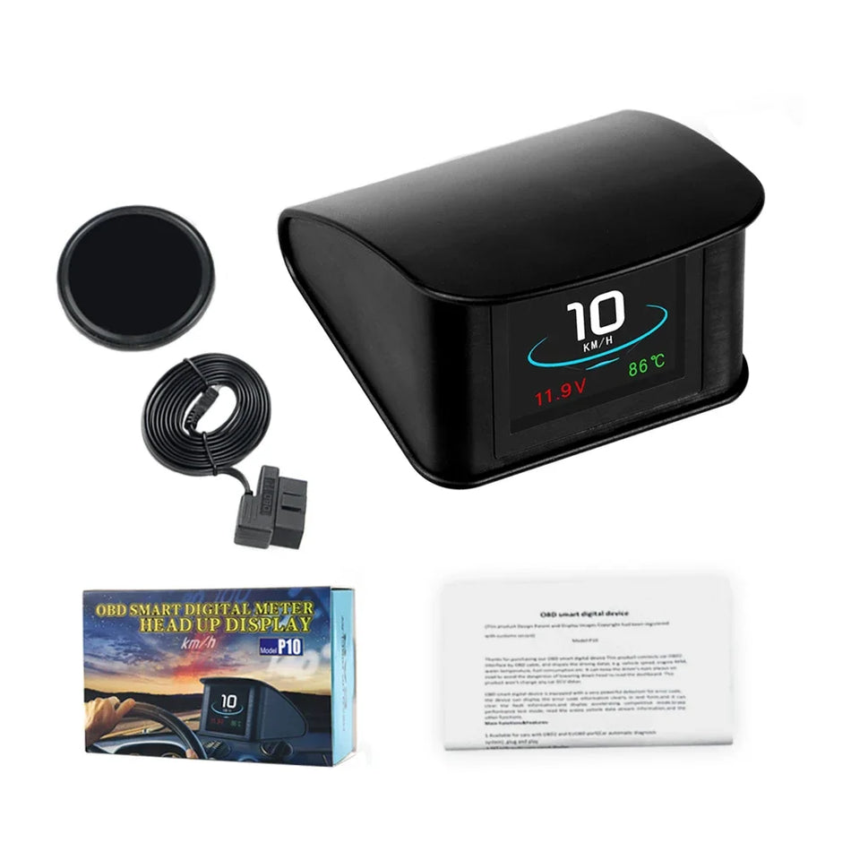 P10 HUD Head Up Display for Cars, OBD2 Multi Function Instrument Navigator