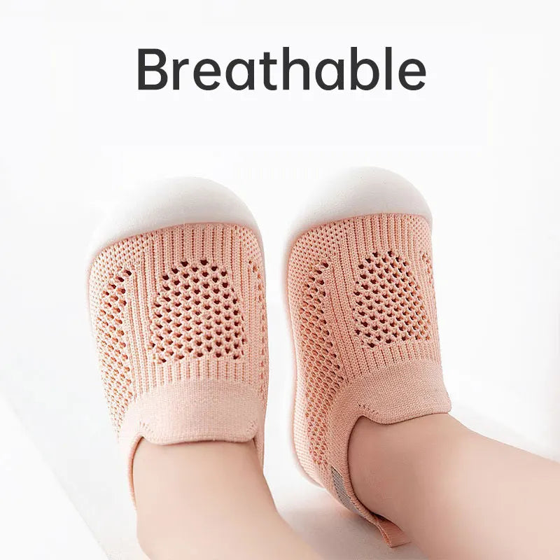 Baby Shoes Anti-slip Breathable Infant Crib Floor Socks with Soft Rubber Sole