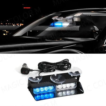 LED Car Strobe Light For Emergency Flash Warning Lamp Windshield Bar 8 Beads Red Blue Amber White Waterproof Auto Light Assembly by InterCyprus Trading Ltd