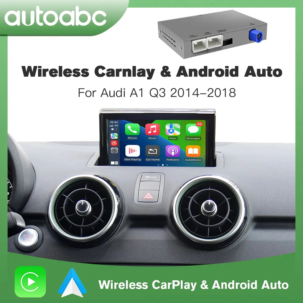 New Upgrade Wireless CarPlay Android Auto For Audi A1 Q3 2012-2018 MMI 2G RMC System With AirPlay Mirror Link Function BOX by InterCyprus Trading Ltd