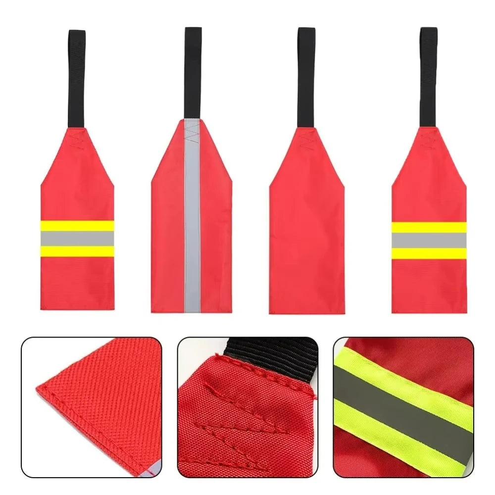 Travel Flag Red Warning Flag with Webbing for Kayak Towing Canoe Travel Trailer Truck Safety Accessories Kit