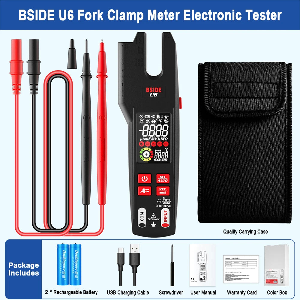 TK HOT BSIDE U6 Clamp Meter &ndash; 600A Auto Digital Multimeter BSIDE U6 / CHINA