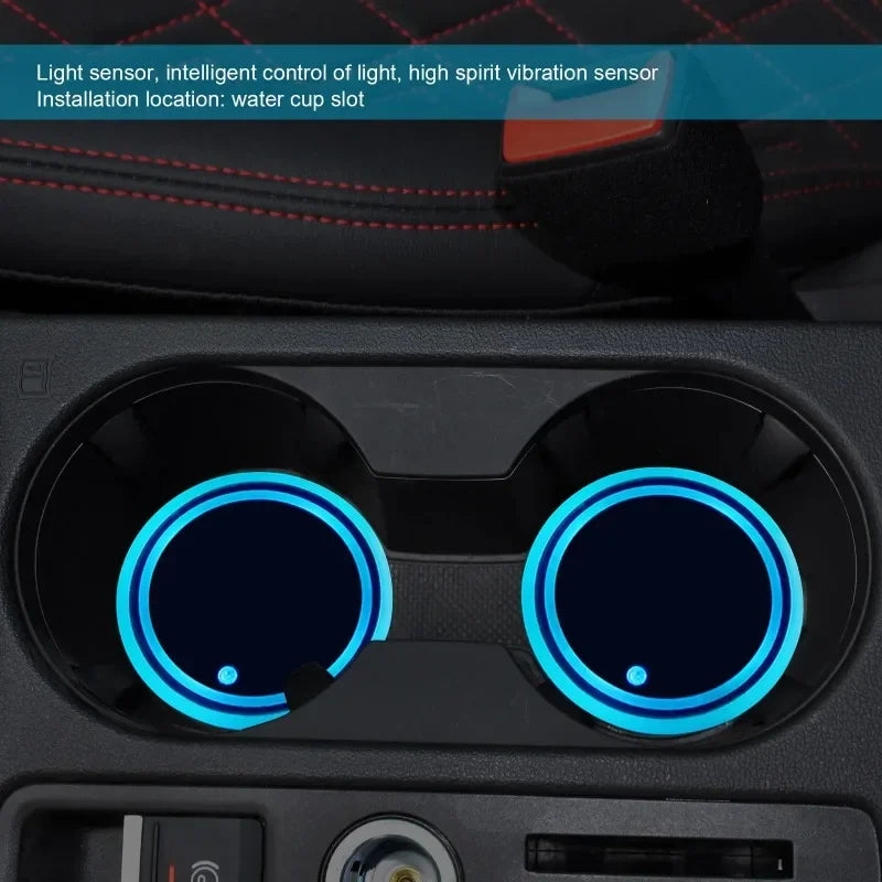 7 Color Changing LED Car Cup Holder Lights &ndash; Ambient Lighting
