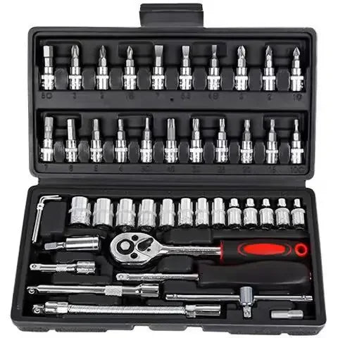 46-Piece Auto Repair Tool Set Socket Wrench Kit &ndash; All-In-One