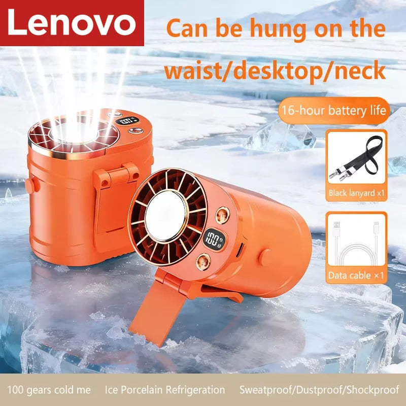 Lenovo Nešiojamas Necktie ir Juosmens Ventiliatorius, USB Įkraunamas 8000mAh, Bepeiliu