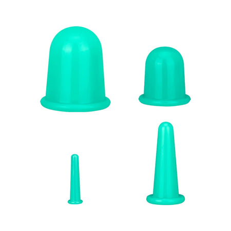 3/4PCS Silicone Vacuum Cupping Massage Jars - Face Lift 4pcs Green