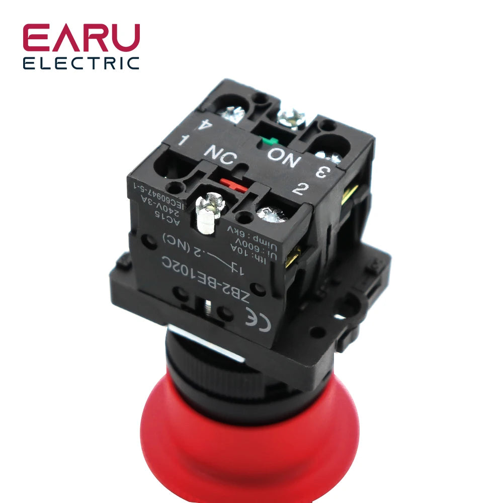 22mm Emergency Stop Red Mushroom Push Button Switch &ndash; Self-Locking Safety Mechanism