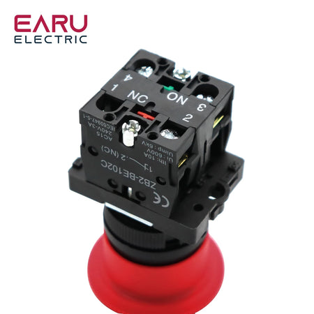 22mm Emergency Stop Red Mushroom Push Button Switch &ndash; Self-Locking Safety Mechanism