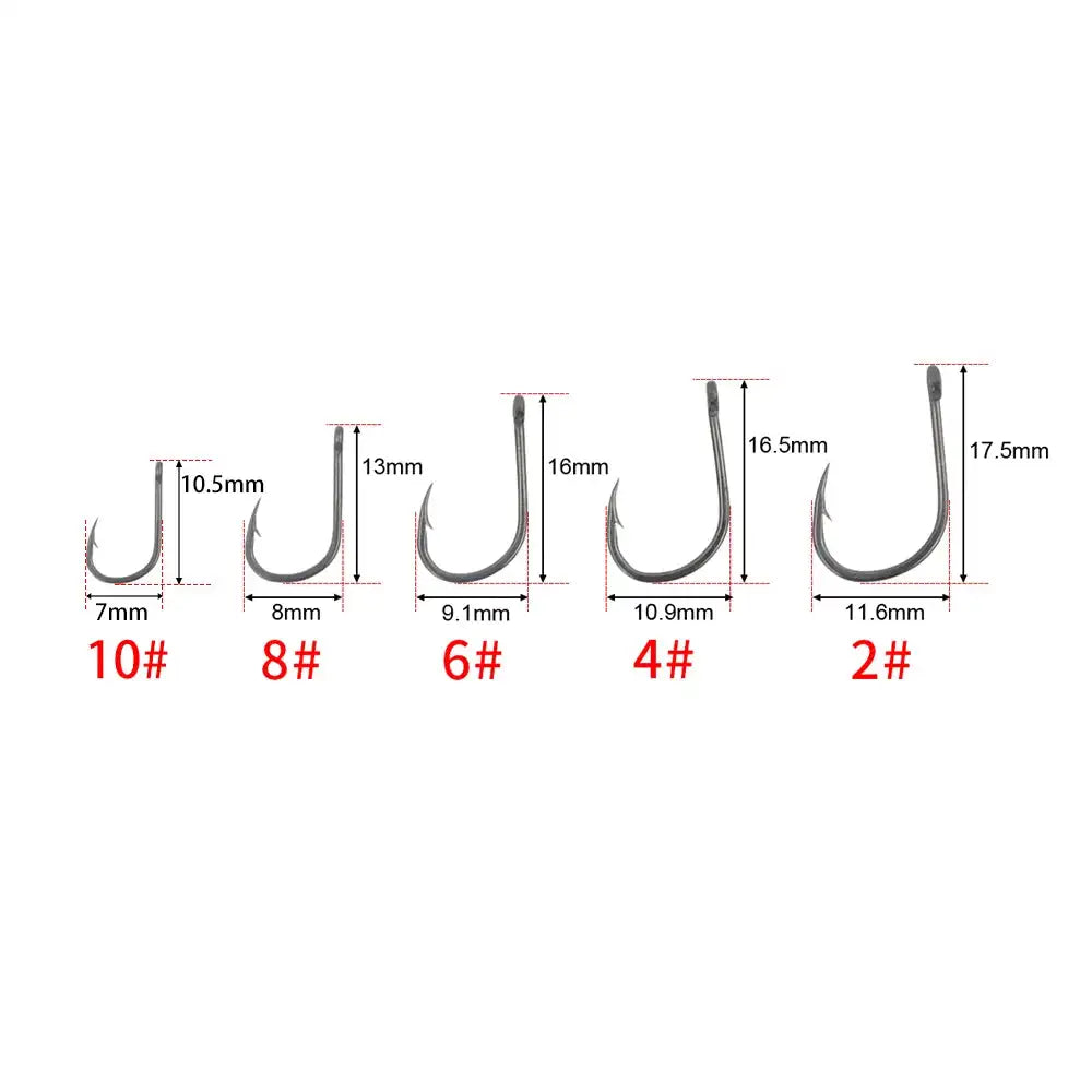 Hirisi 50pcs Barbed Carp Hooks Eye High Carbon Steel 8001