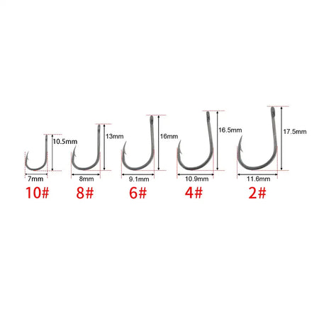 Hirisi 50pcs Barbed Carp Hooks Eye High Carbon Steel 8001