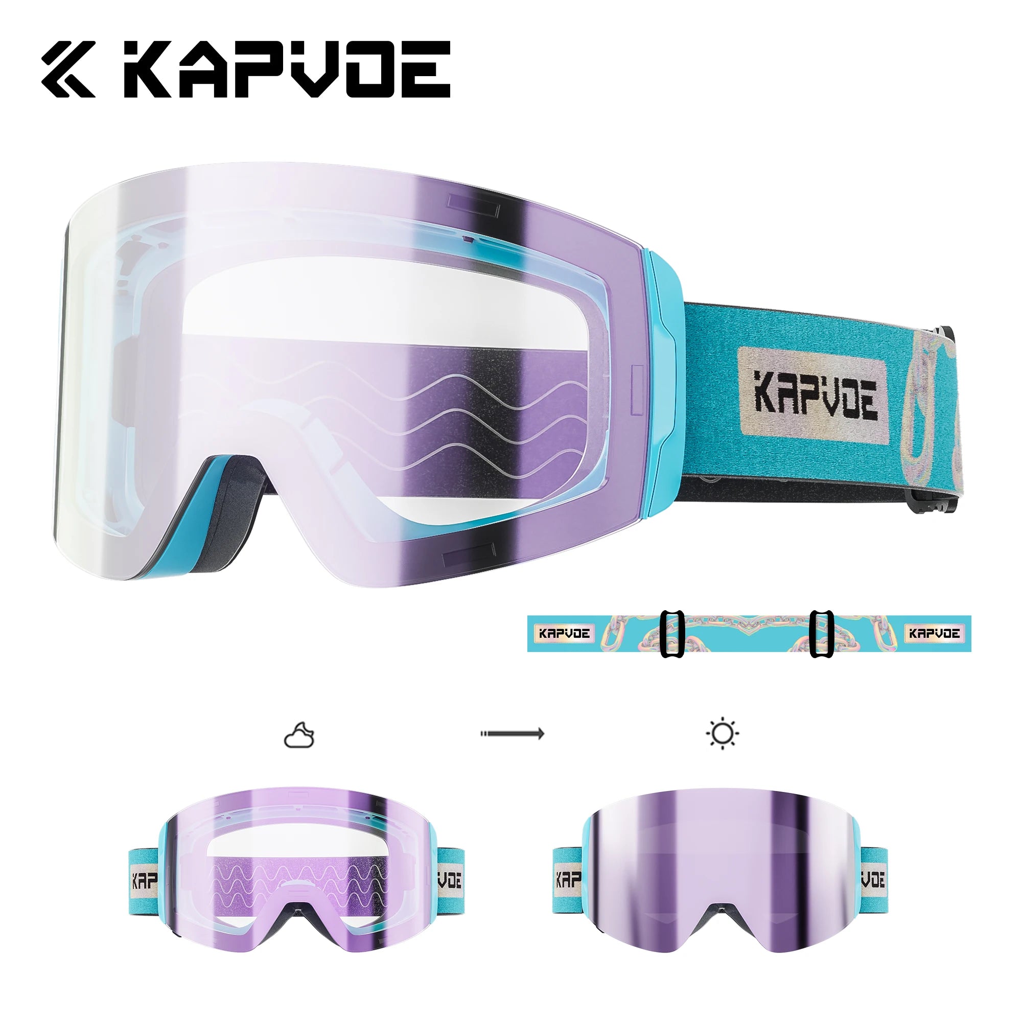 KAPVOE K718 Ski Goggles &ndash; Photochromic UV400 Anti-Fog Lenses