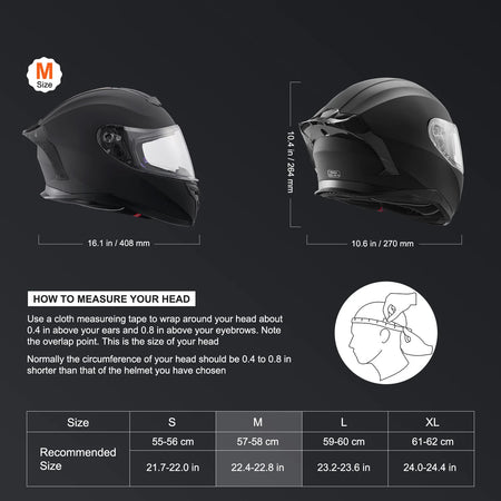 SucceBuy Motorcycle Helmet &ndash; Full Face Helmet Bluetooth M / france