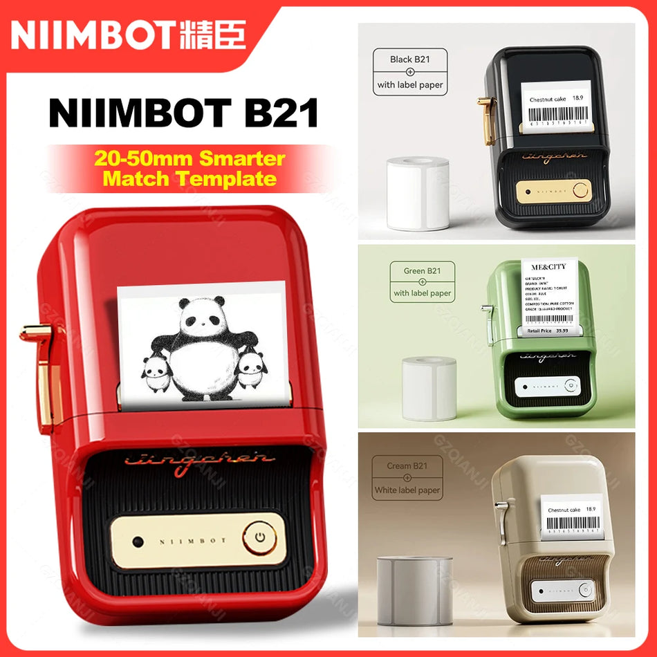 Niimbot B21 bezvadu termiskā etiķešu printeris, mini portatīvais svītrkodu etiķešu veidotājs