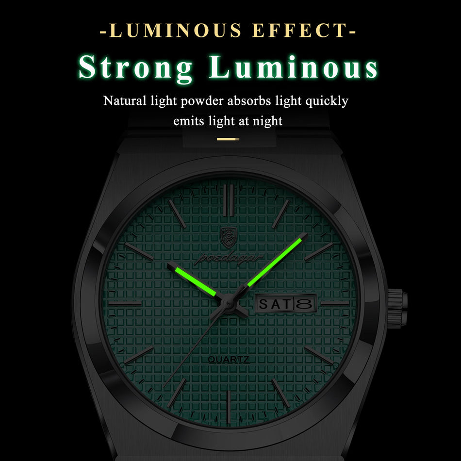 Luminous Waterproof Luxury Stainless Steel Quartz Men's Watch