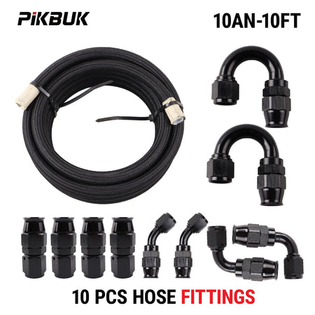 Black Nylon Braided Fuel Hose Kit With PTFE Liner And AN4 6 8 10 Fittings by InterCyprus Trading Ltd