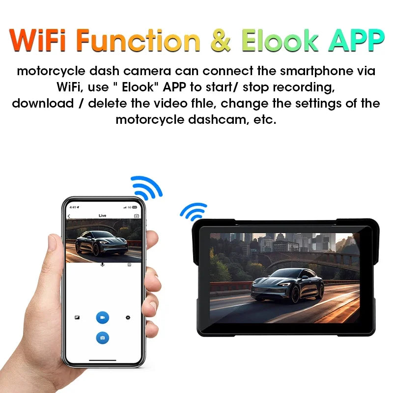 Jansite 5 Inch CarPlay Motorcycle DVR &ndash; Wireless Connectivity and Portable Design