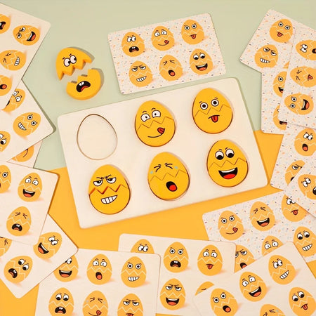 Facial Expressions Eggs - Wooden Montessori Egg Puzzle