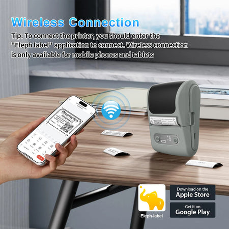 HZTZ Wireless Thermal Label Printer - Bluetooth Printing