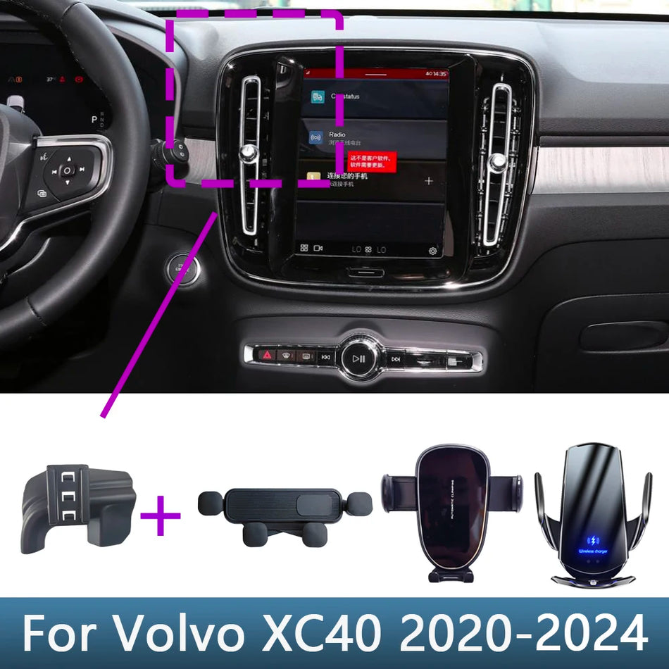 Fixed Bracket Car Phone Mount With Wireless Charging for Volvo XC40