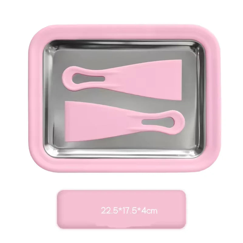 Ice Cream Maker Pan &ndash; Multifunctional Plate With Scrapers Pink